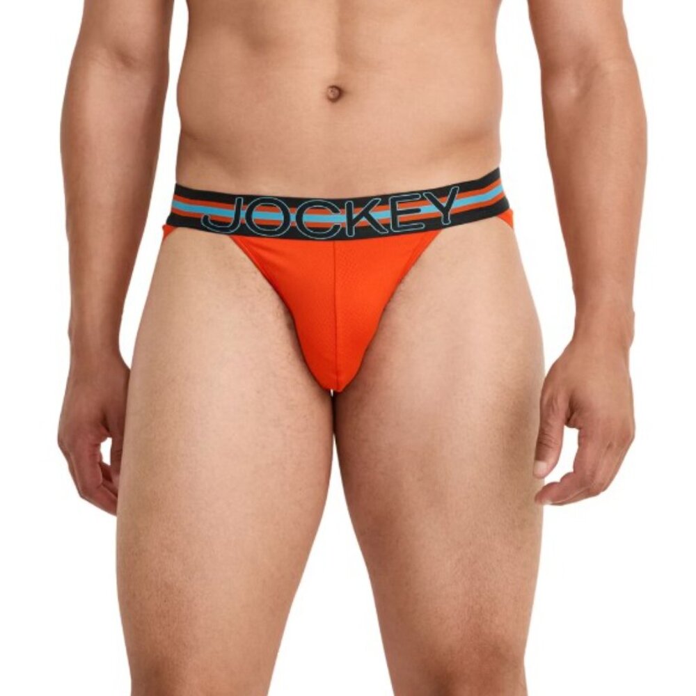 Jockey Men's Sport Stability Pouch Microfiber String Bikini - Orange - Medium
